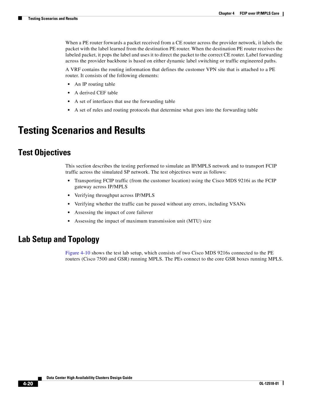 Cisco Systems OL-12518-01 manual Testing Scenarios and Results, Test Objectives, Lab Setup and Topology 