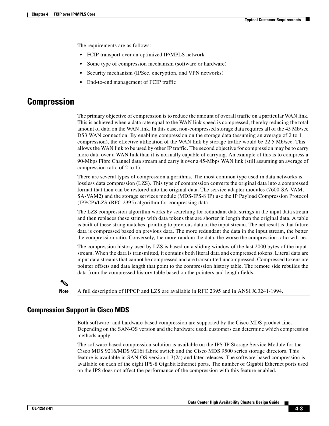 Cisco Systems OL-12518-01 manual Compression Support in Cisco MDS 