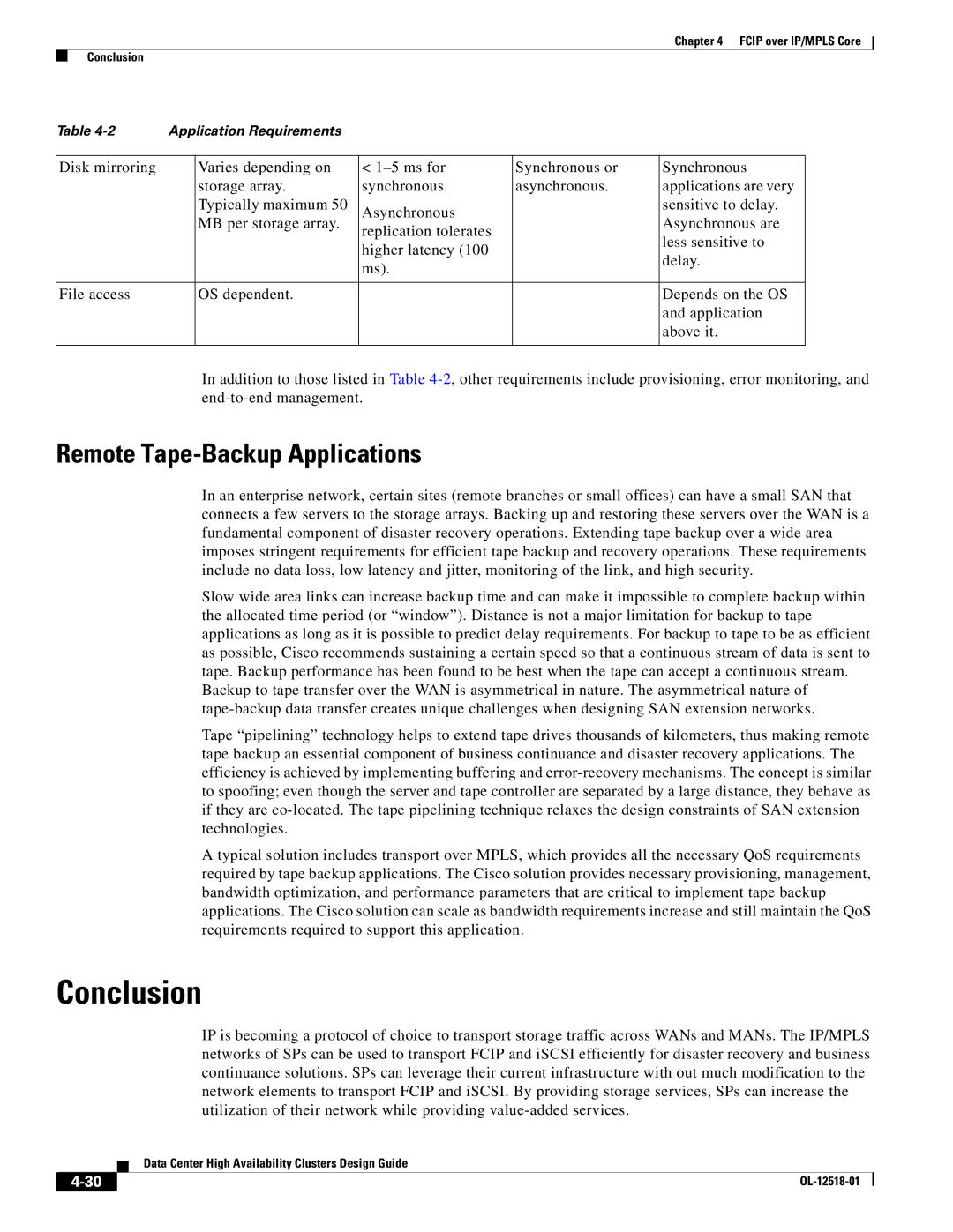 Cisco Systems OL-12518-01 manual Conclusion, Remote Tape-Backup Applications 