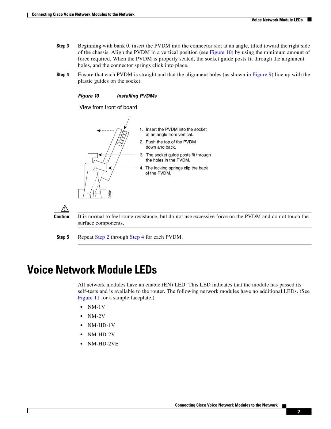 Cisco Systems OL-12812-01 manual Voice Network Module LEDs, View from front of board 