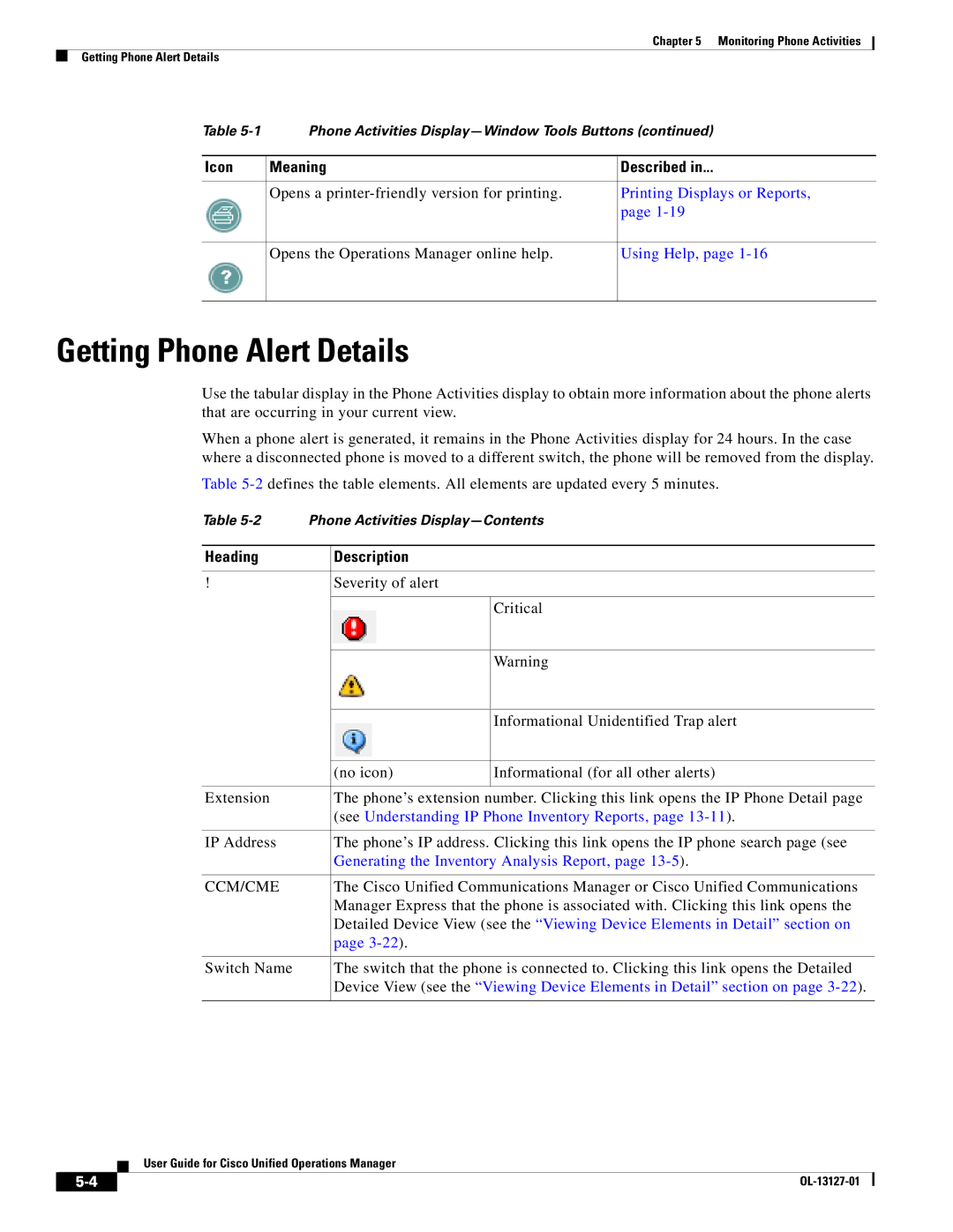 Cisco Systems OL-13127-01 manual Getting Phone Alert Details, Heading Description 