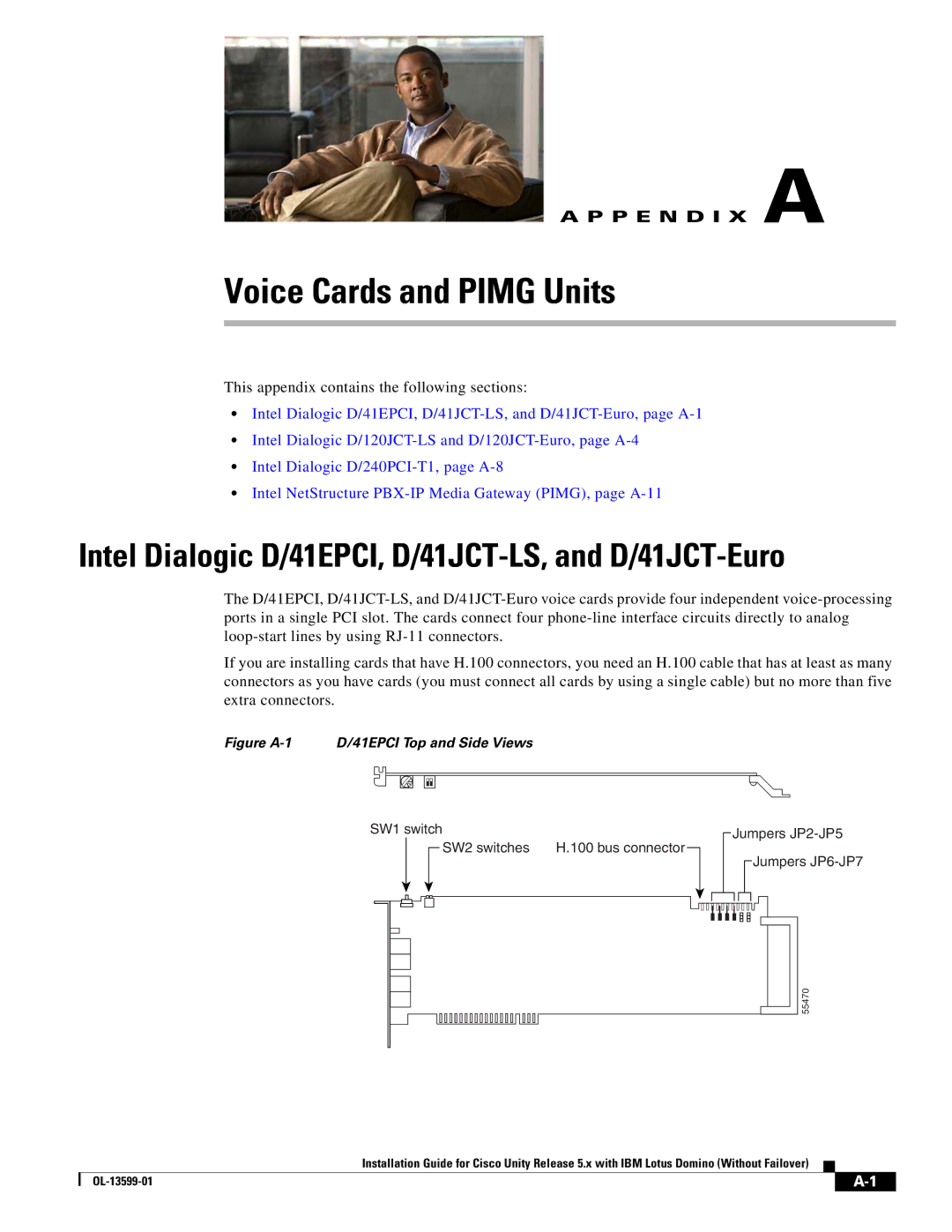 Cisco Systems OL-13599-01 manual Voice Cards and Pimg Units, Intel Dialogic D/41EPCI, D/41JCT-LS, and D/41JCT-Euro 