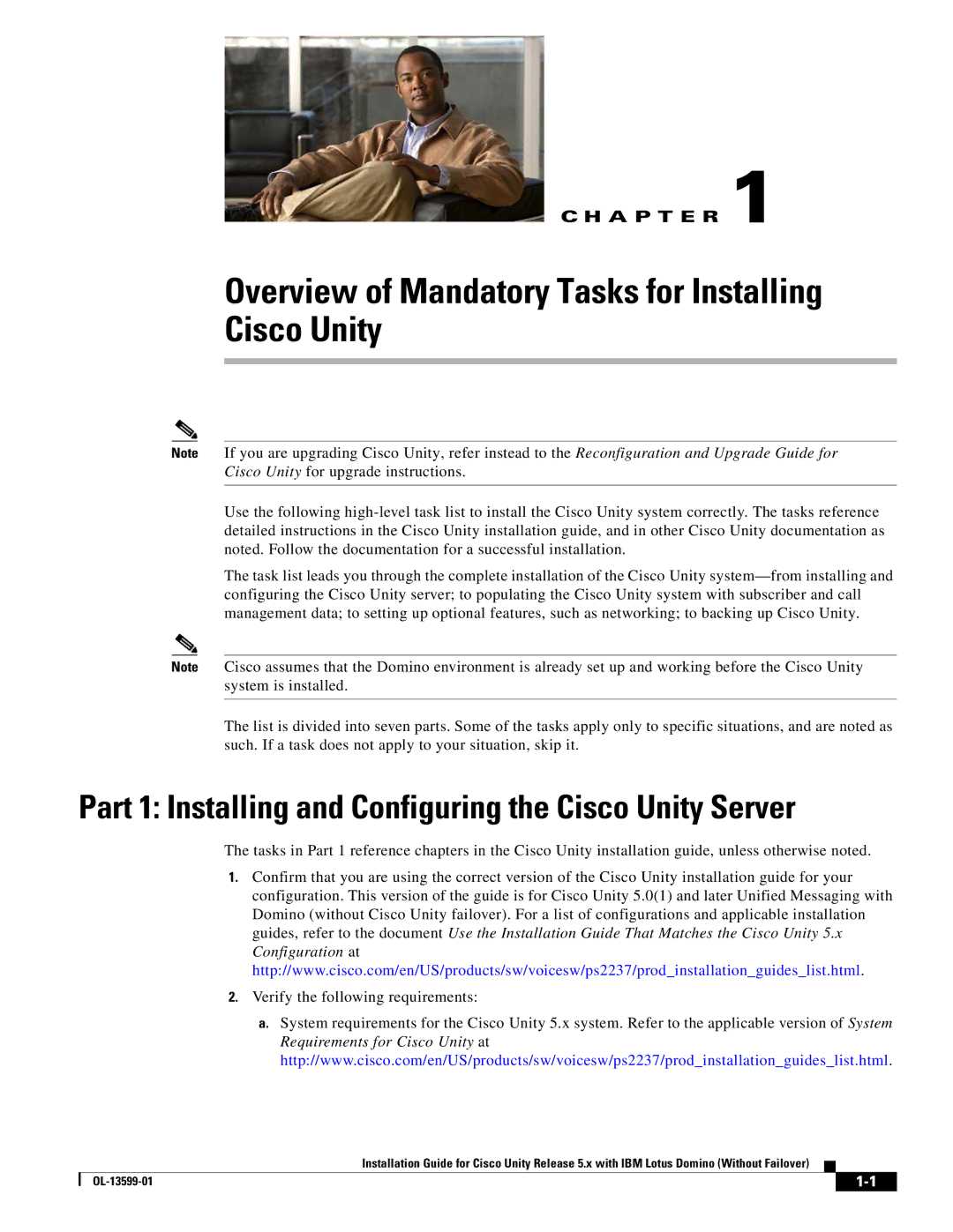 Cisco Systems OL-13599-01 manual Overview of Mandatory Tasks for Installing Cisco Unity 