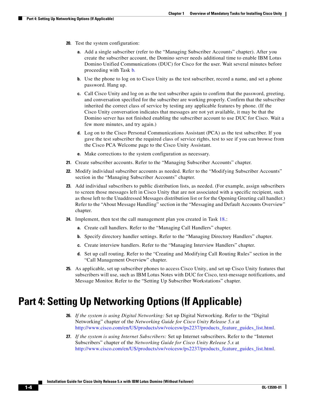 Cisco Systems OL-13599-01 manual Part 4 Setting Up Networking Options If Applicable 