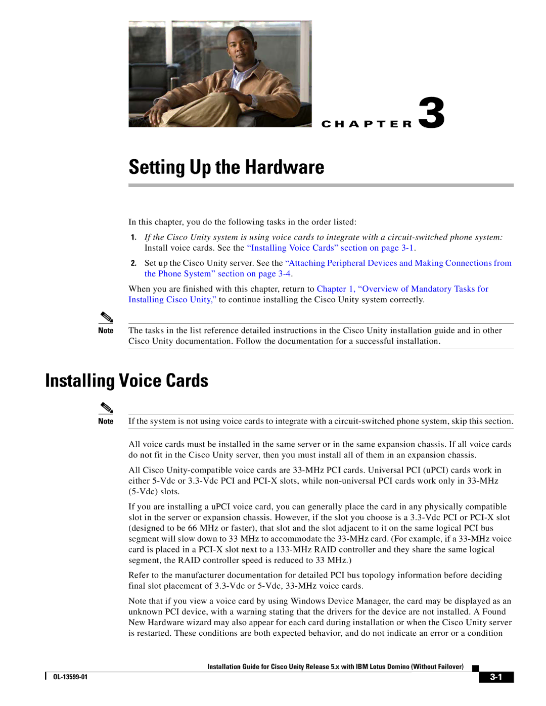 Cisco Systems OL-13599-01 manual Setting Up the Hardware, Installing Voice Cards 