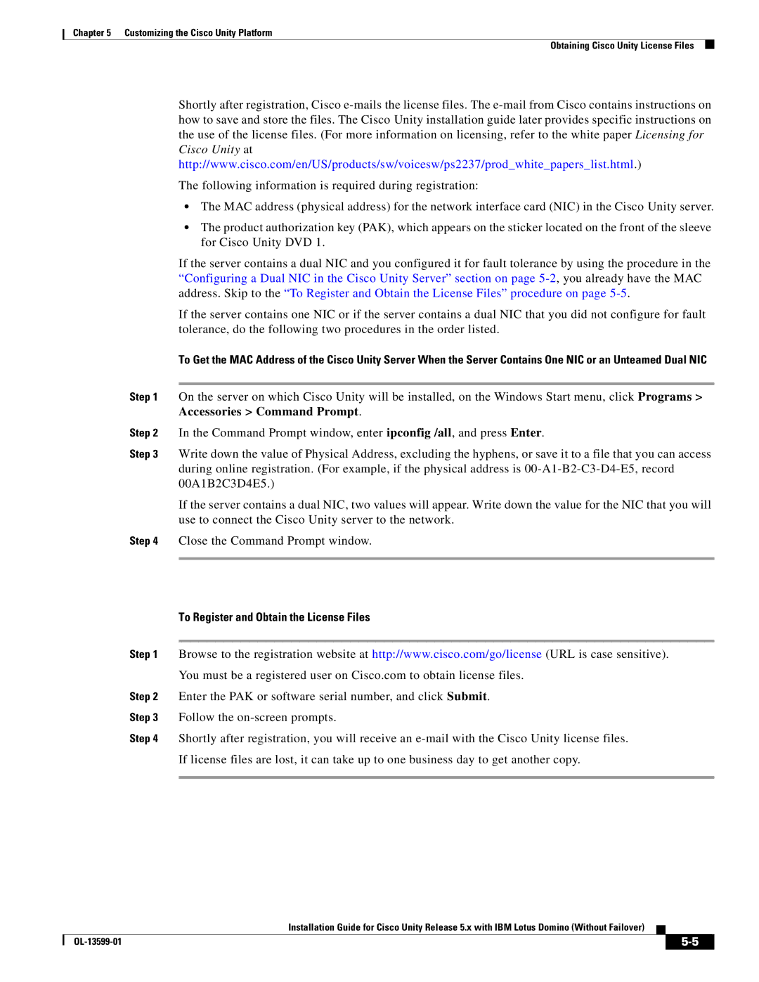 Cisco Systems OL-13599-01 manual To Register and Obtain the License Files 