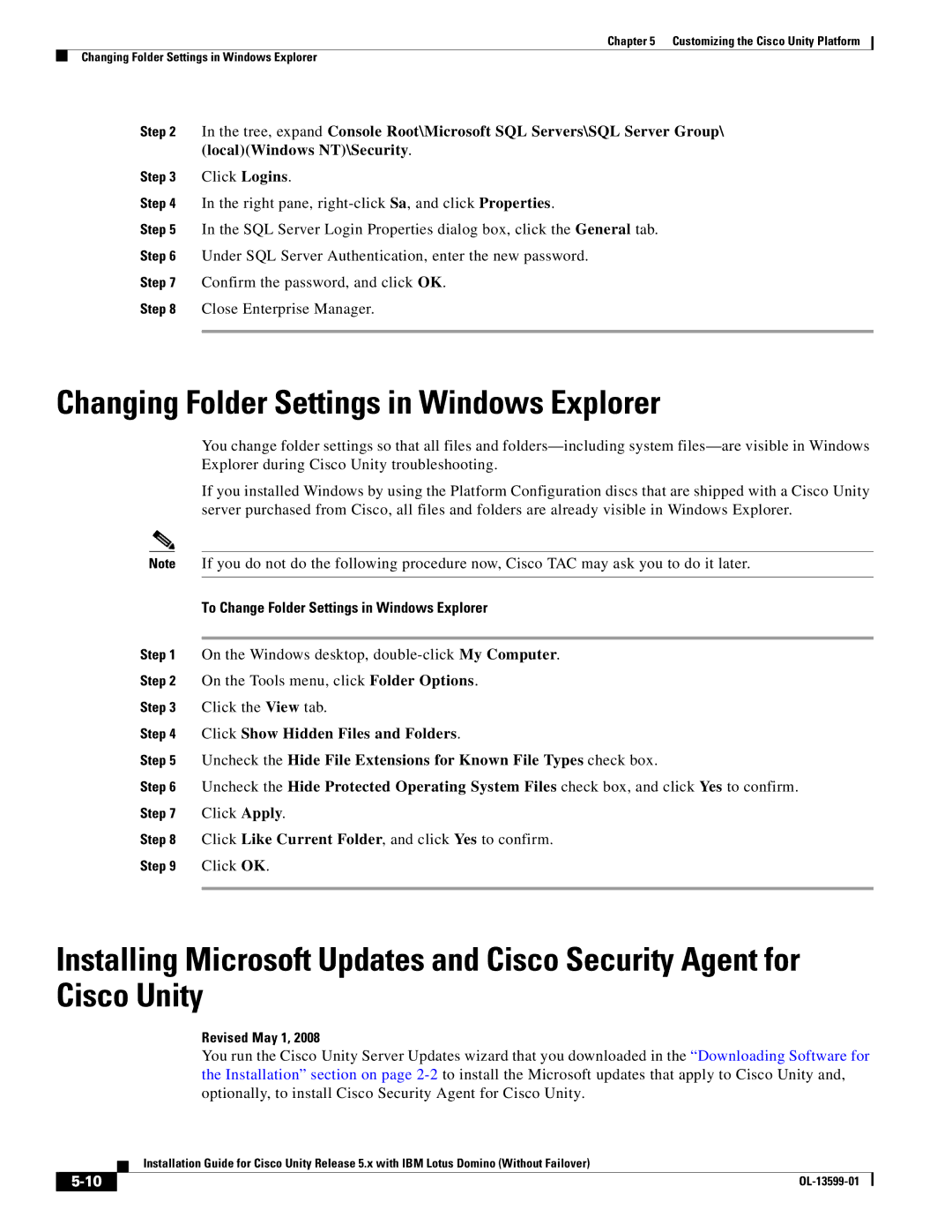 Cisco Systems OL-13599-01 Changing Folder Settings in Windows Explorer, To Change Folder Settings in Windows Explorer 