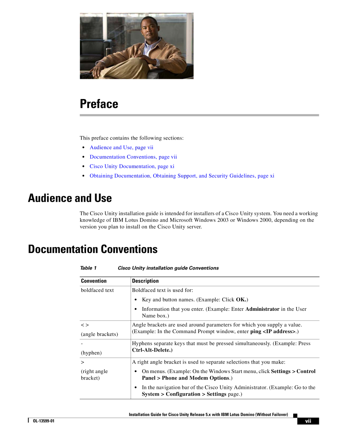Cisco Systems OL-13599-01 manual Preface, Audience and Use, Documentation Conventions, Convention Description, Vii 