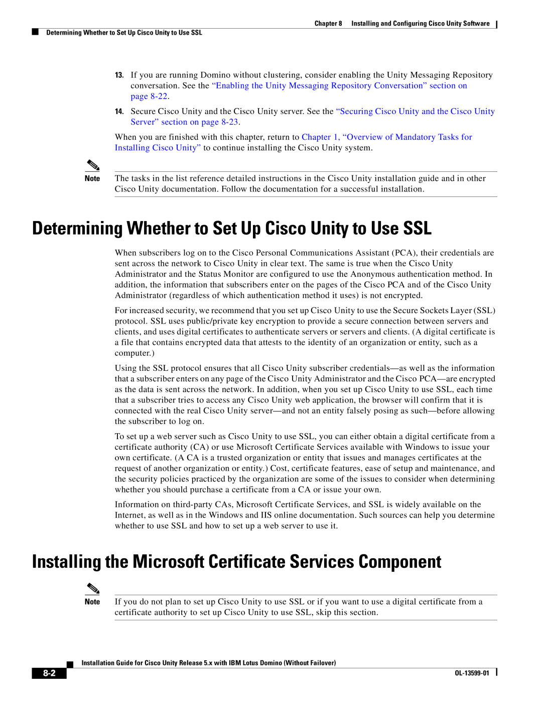 Cisco Systems OL-13599-01 manual Determining Whether to Set Up Cisco Unity to Use SSL 