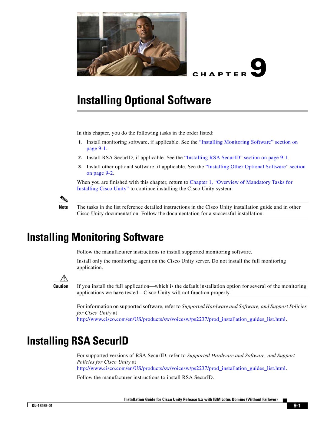 Cisco Systems OL-13599-01 manual Installing Optional Software, Installing Monitoring Software, Installing RSA SecurID 