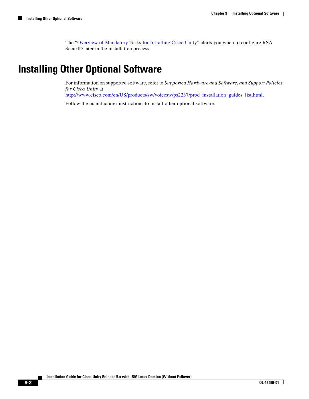 Cisco Systems OL-13599-01 manual Installing Other Optional Software 