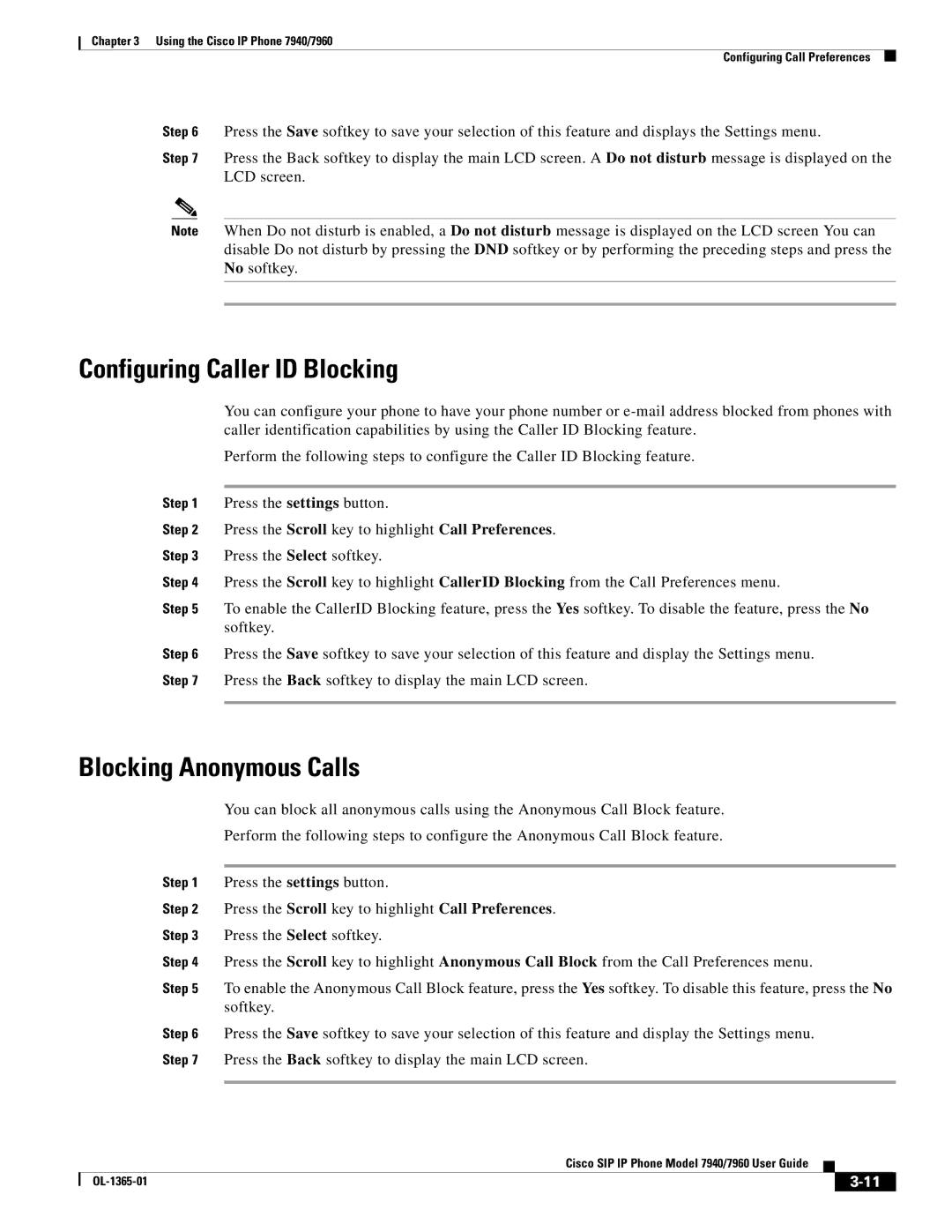 Cisco Systems OL-1365-01 manual Configuring Caller ID Blocking, Blocking Anonymous Calls 