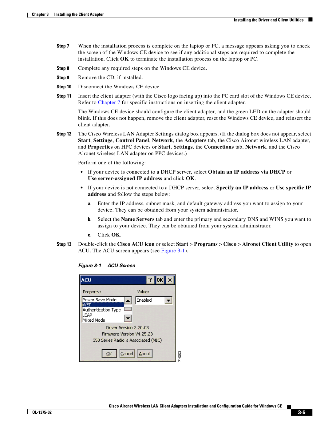 Cisco Systems OL-1375-02 manual ACU Screen 