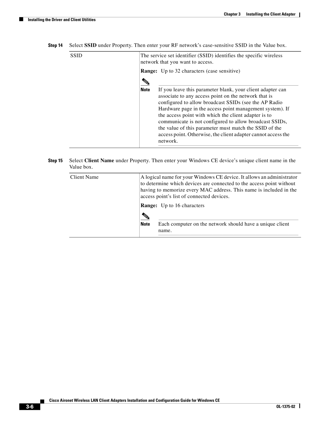 Cisco Systems OL-1375-02 manual Ssid 