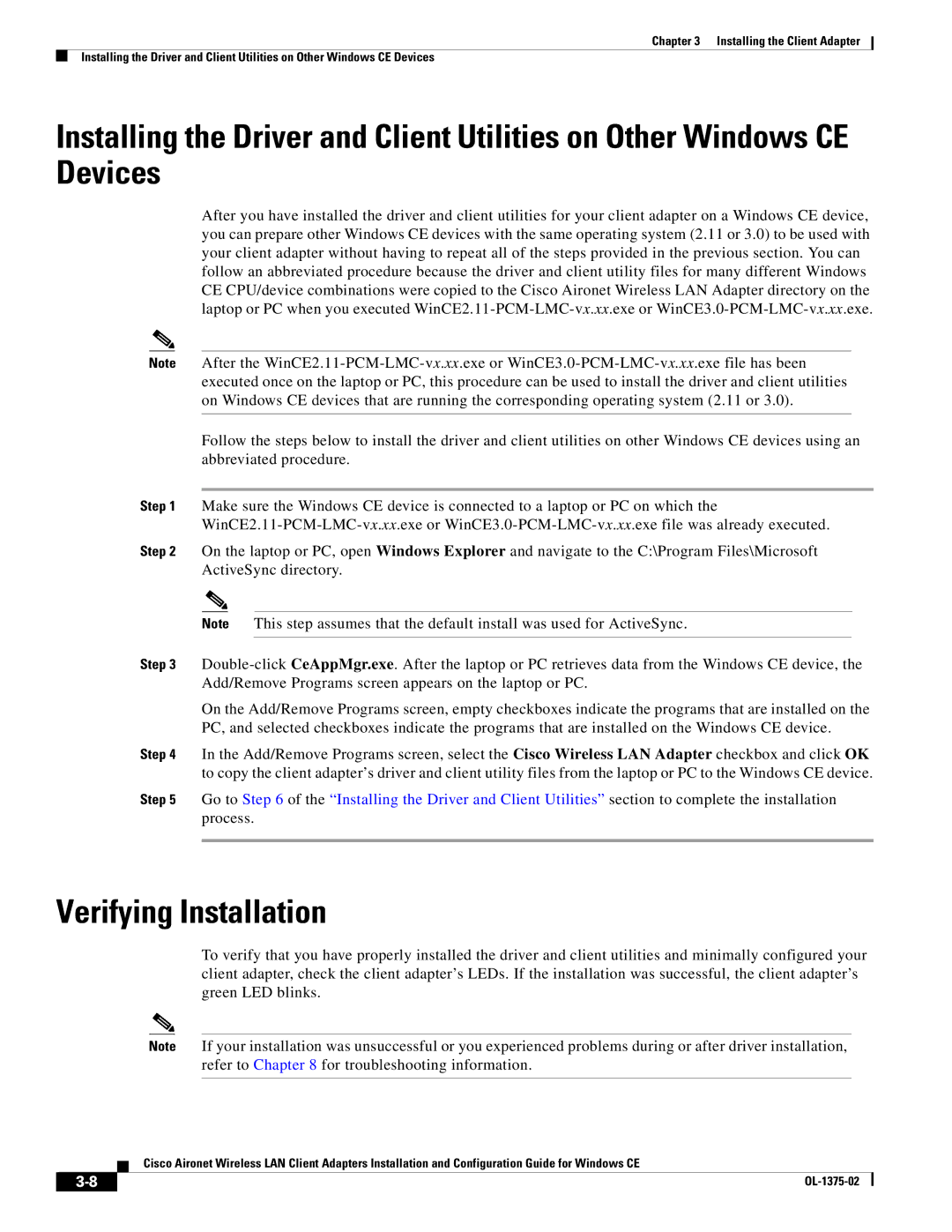 Cisco Systems OL-1375-02 manual Verifying Installation 