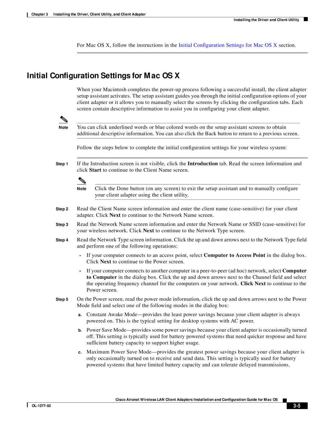 Cisco Systems OL-1377-02 manual Initial Configuration Settings for Mac OS 