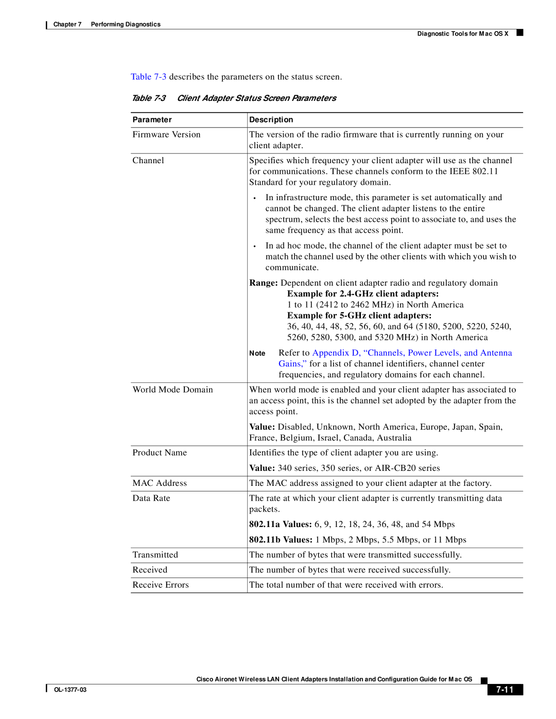 Cisco Systems OL-1377-03 manual Example for 2.4-GHz client adapters, Example for 5-GHz client adapters 