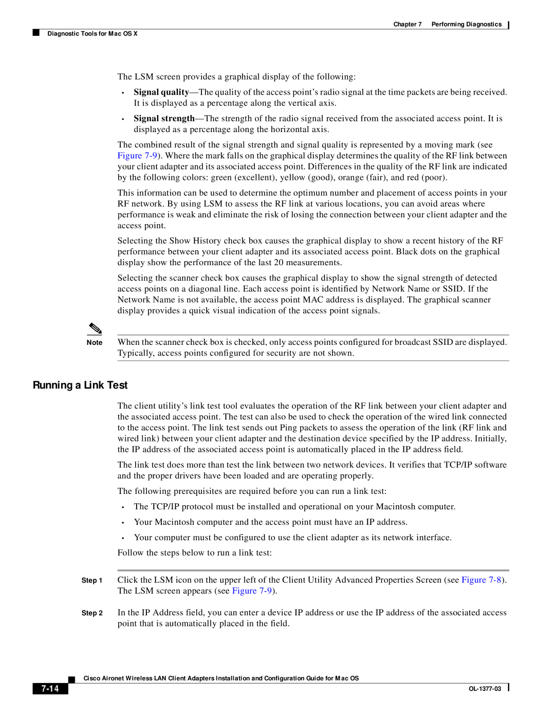 Cisco Systems OL-1377-03 manual Running a Link Test 