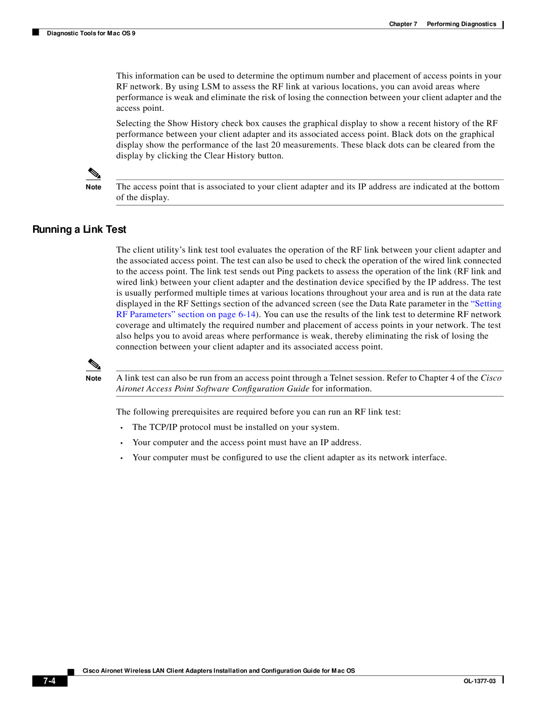 Cisco Systems OL-1377-03 manual Running a Link Test 