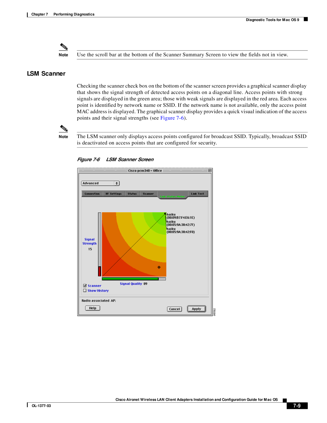 Cisco Systems OL-1377-03 manual LSM Scanner Screen 