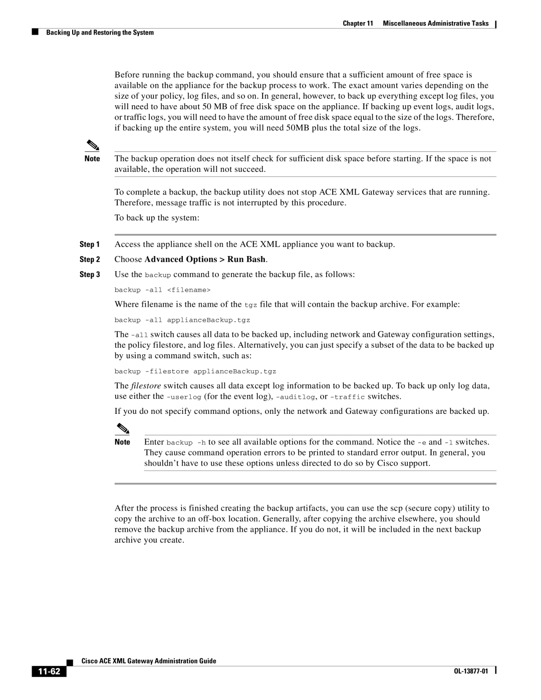 Cisco Systems OL-13877-01 manual Choose Advanced Options Run Bash, 11-62 