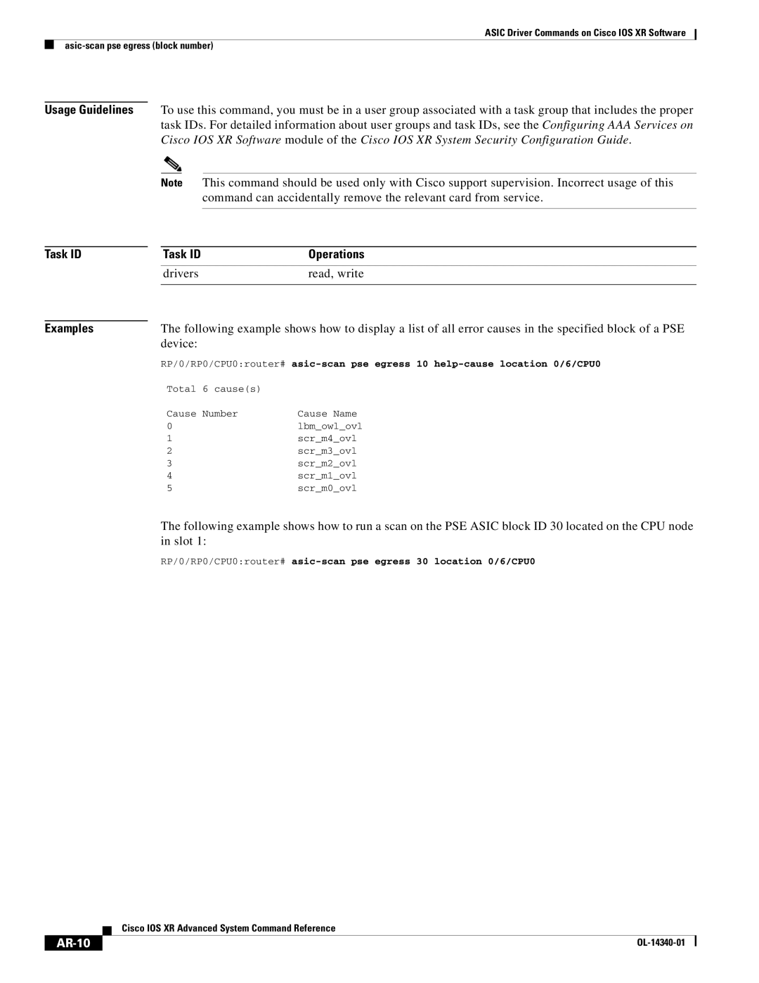 Cisco Systems OL-14340-01 manual Device, AR-10 