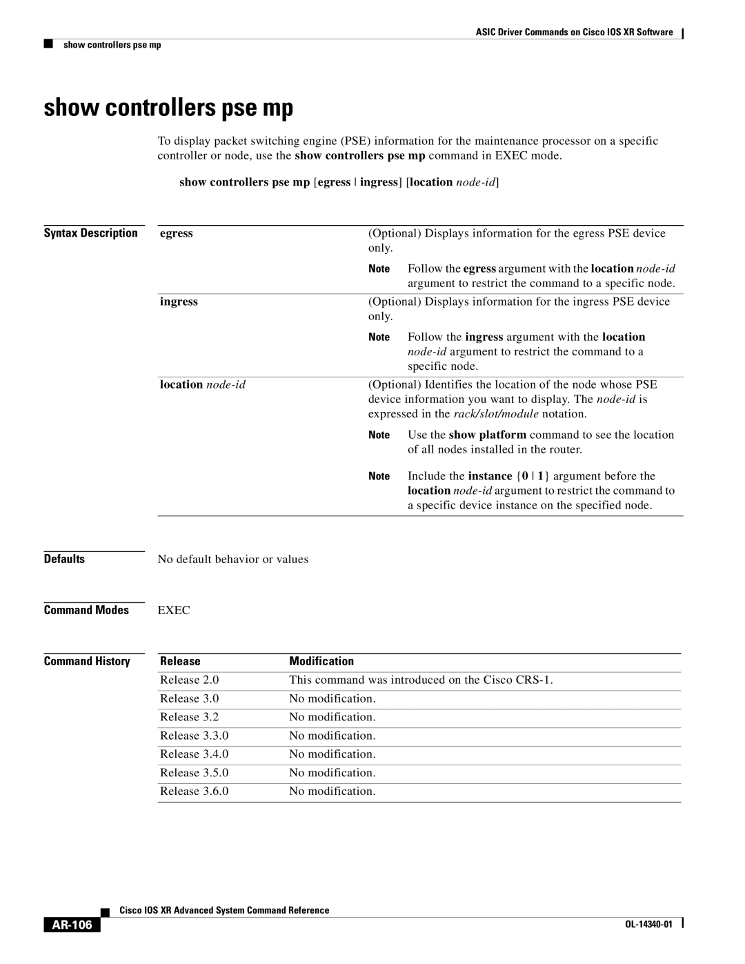 Cisco Systems OL-14340-01 manual Show controllers pse mp, AR-106 