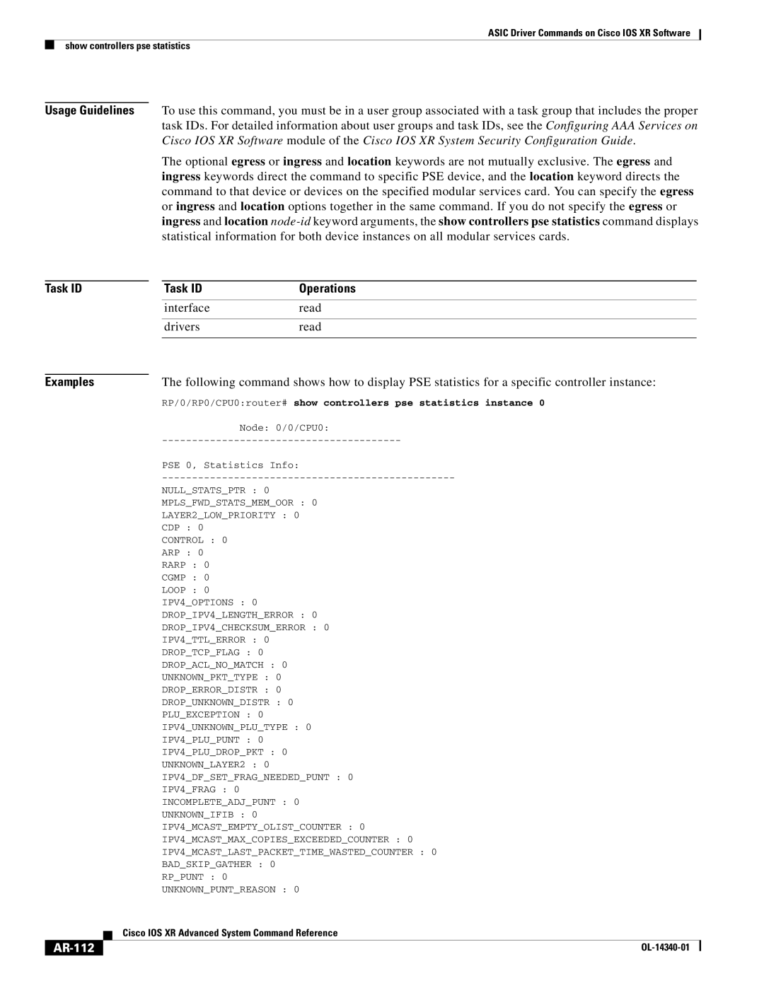 Cisco Systems OL-14340-01 manual Interface Read Drivers, AR-112 