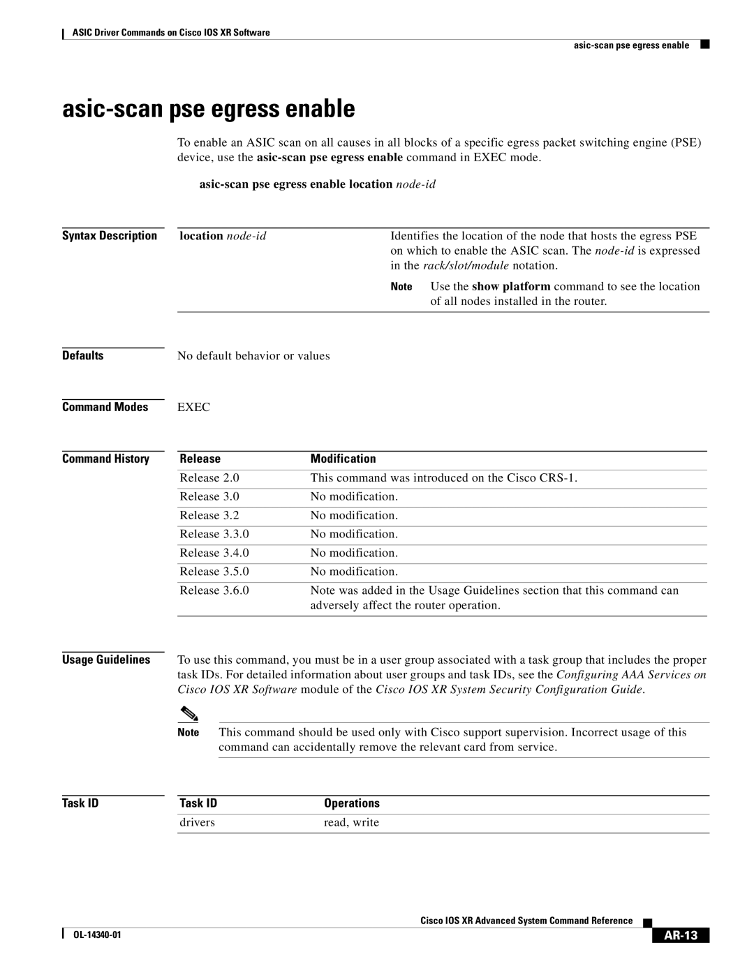 Cisco Systems OL-14340-01 manual Asic-scan pse egress enable, AR-13 