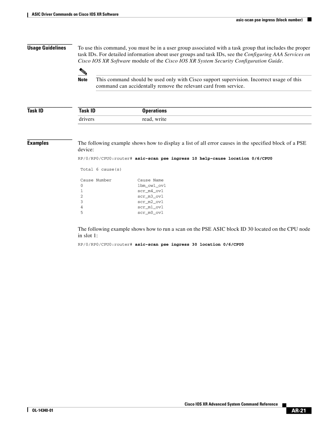 Cisco Systems OL-14340-01 manual Drivers Read, write, AR-21 