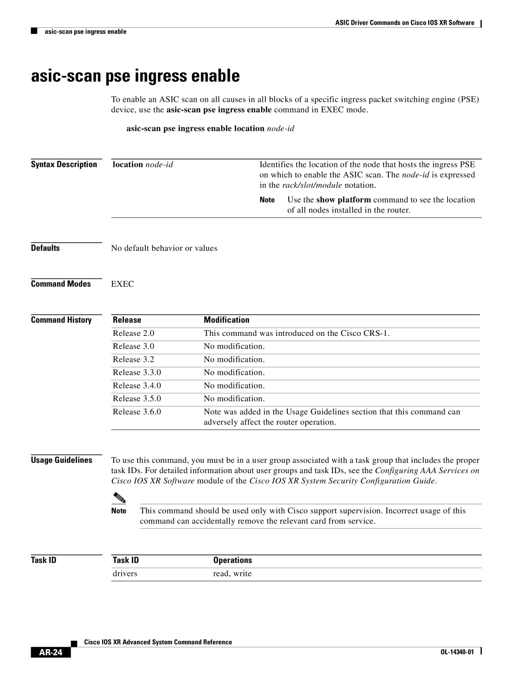 Cisco Systems OL-14340-01 manual Asic-scan pse ingress enable, AR-24 