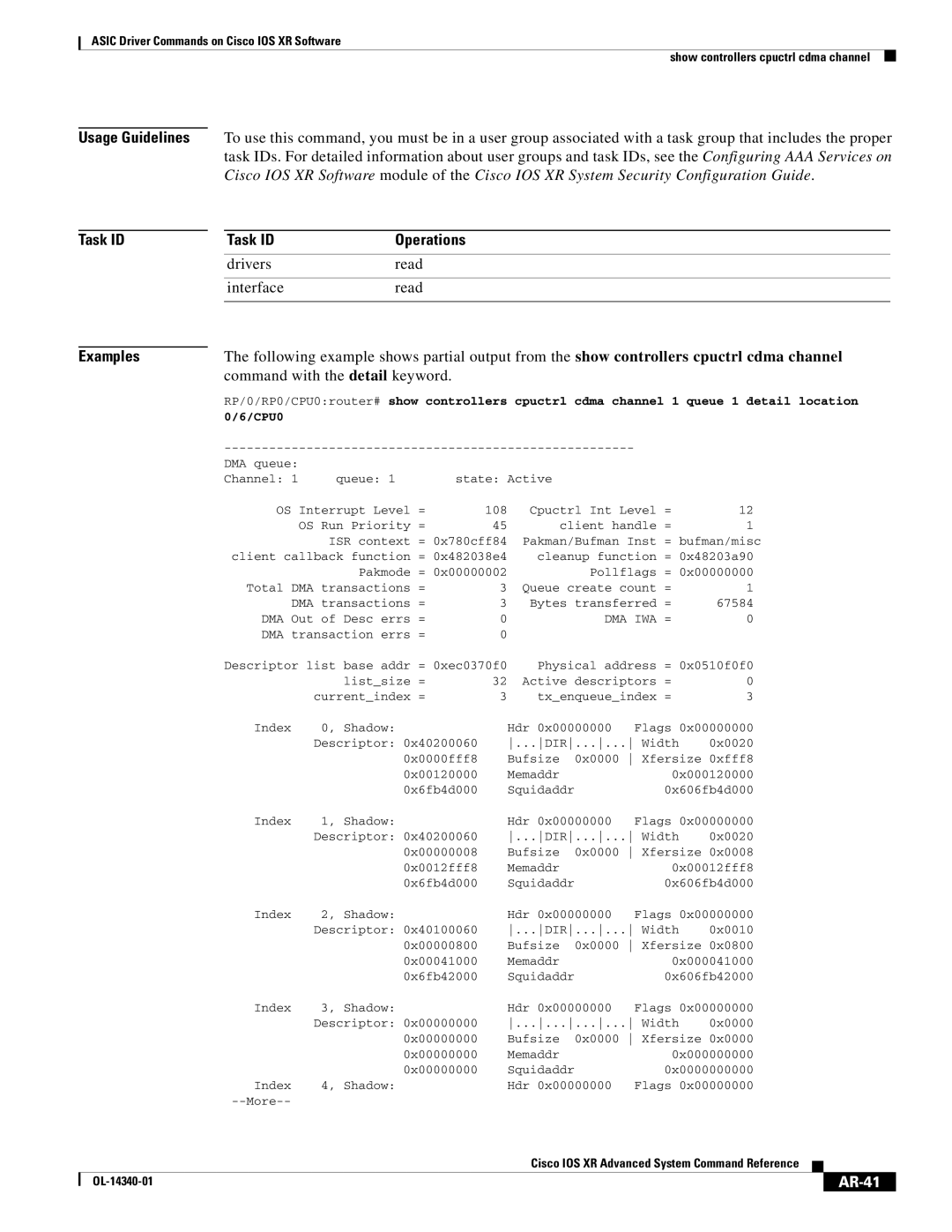 Cisco Systems OL-14340-01 manual Command with the detail keyword, AR-41 