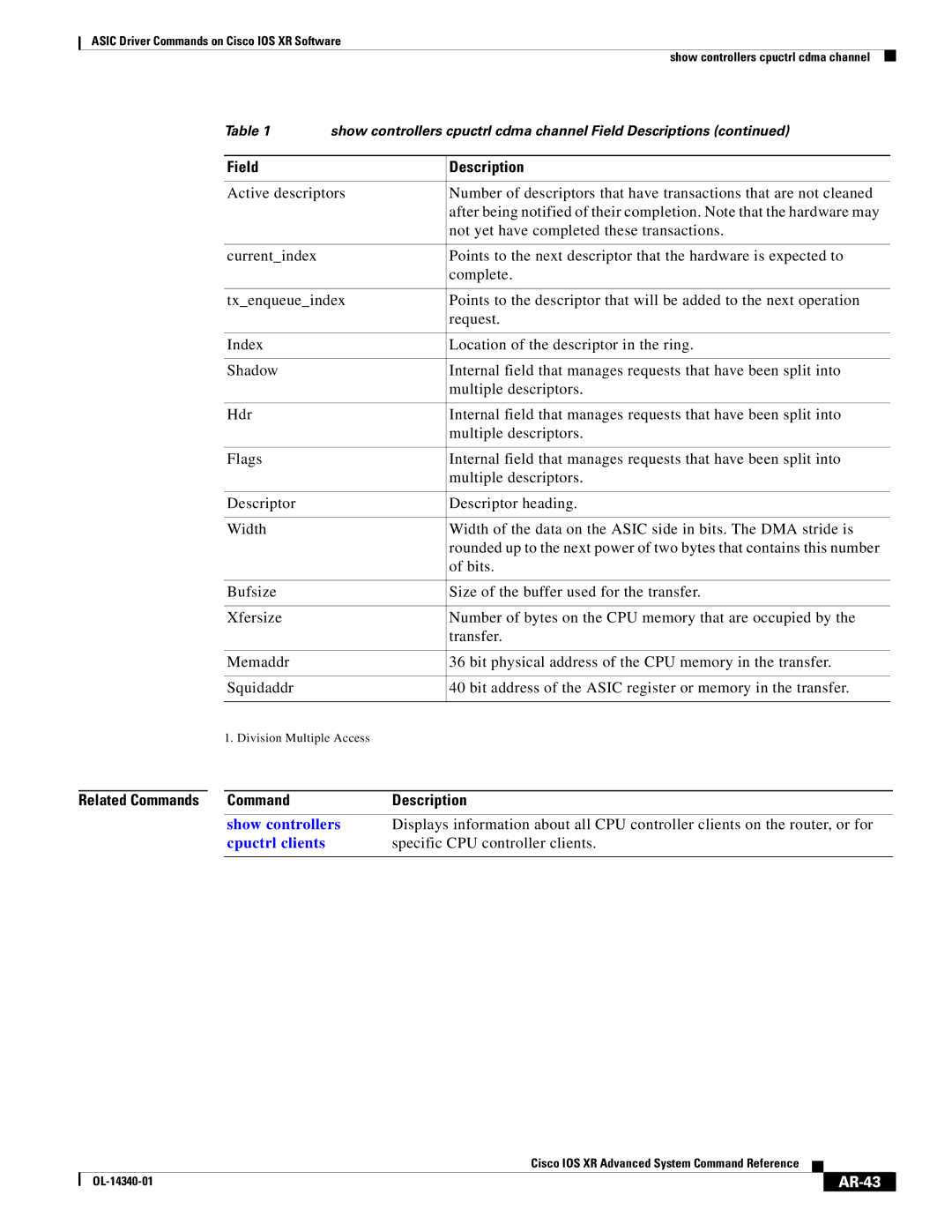 Cisco Systems OL-14340-01 manual Specific CPU controller clients, AR-43 