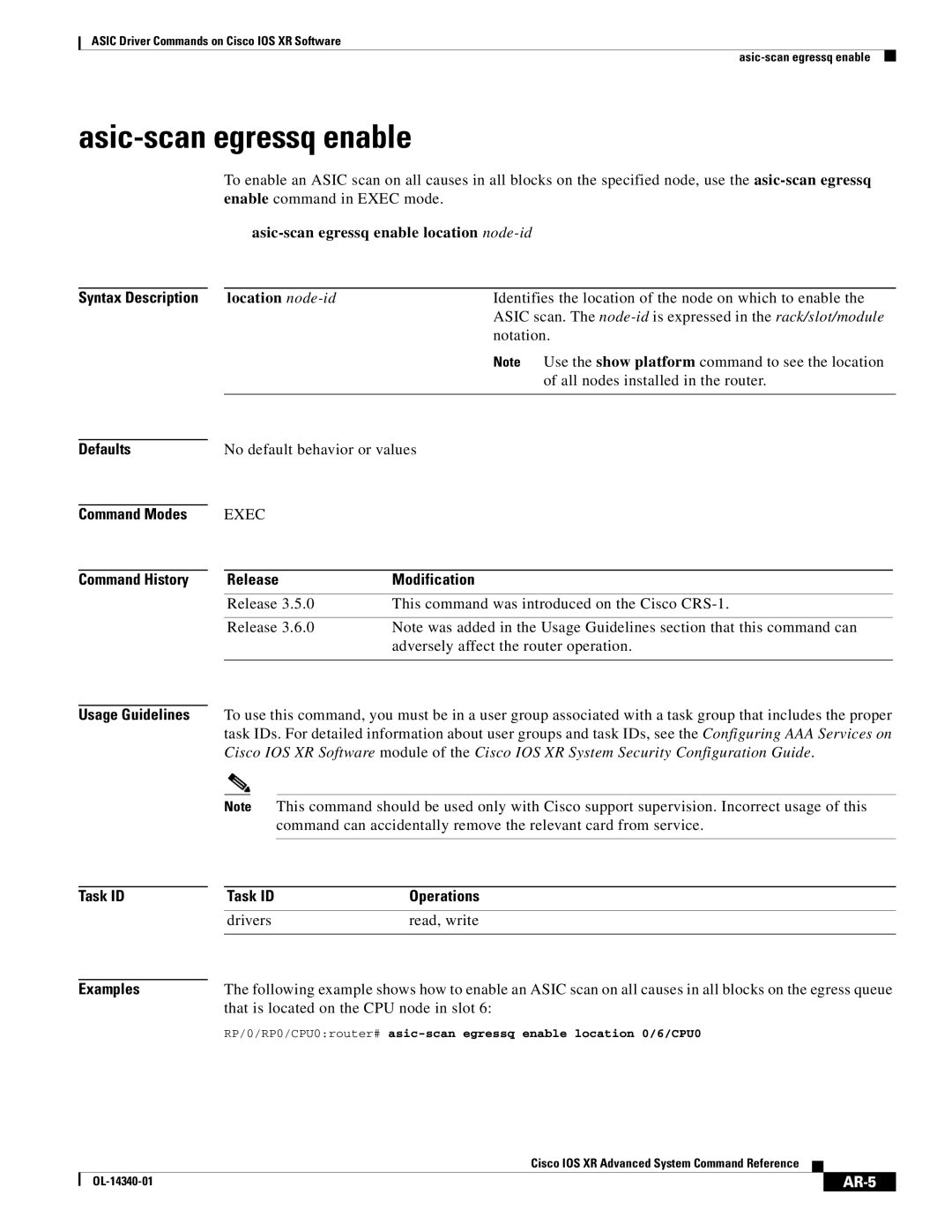 Cisco Systems OL-14340-01 manual Asic-scan egressq enable, AR-5 