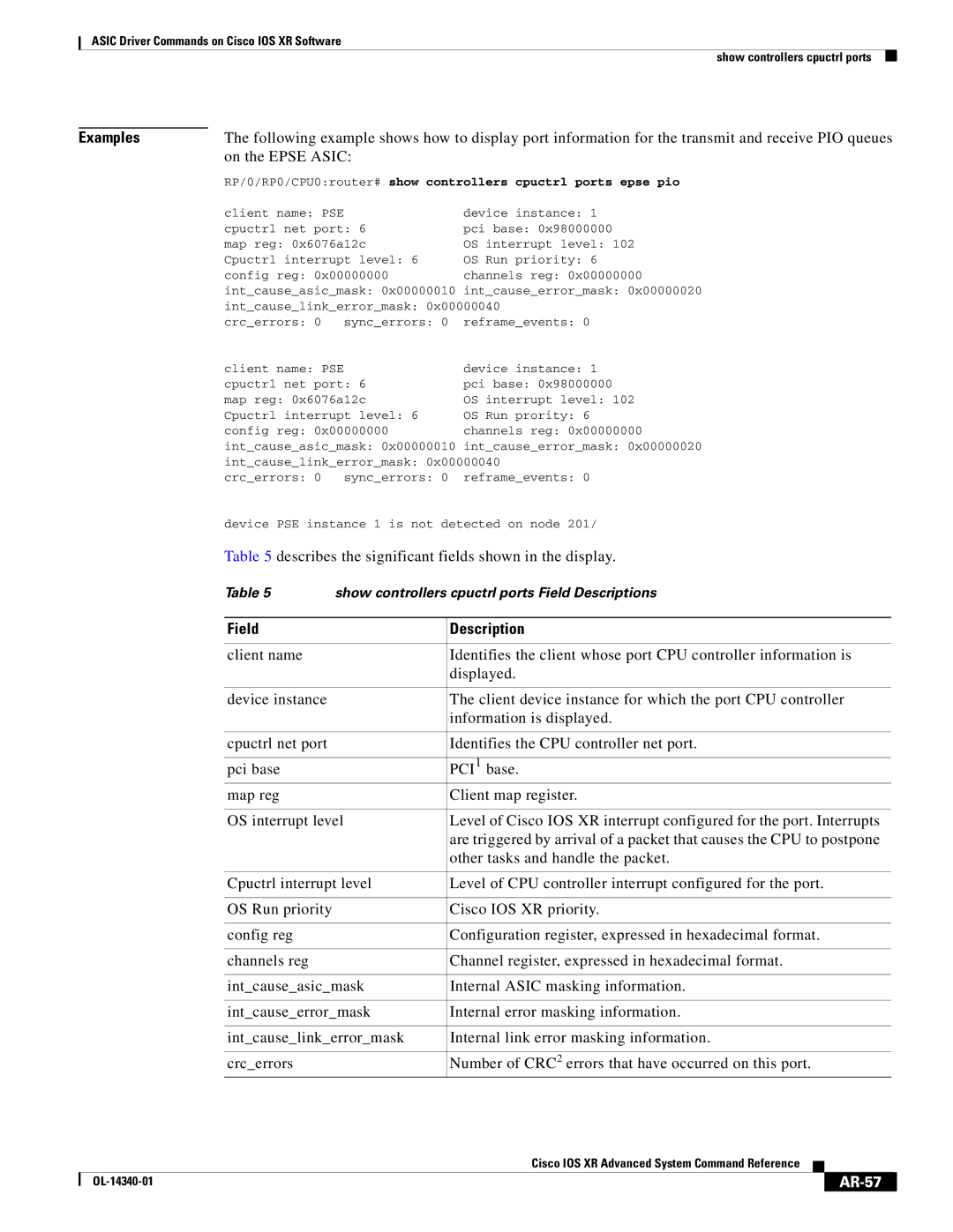 Cisco Systems OL-14340-01 manual On the Epse Asic, AR-57 