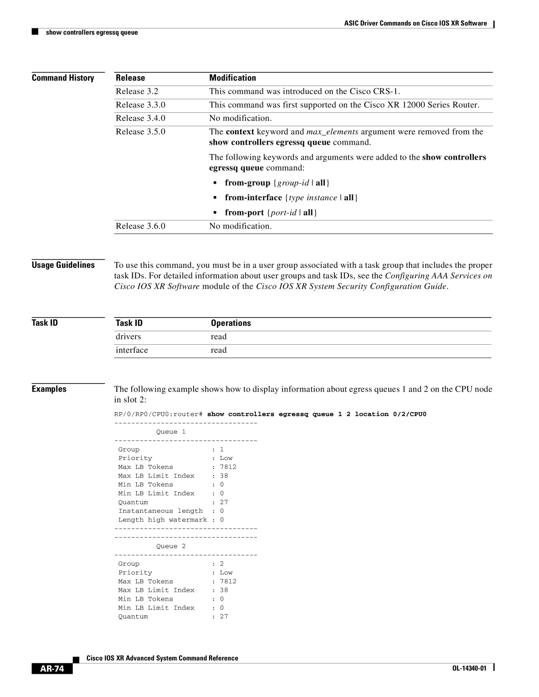 Cisco Systems OL-14340-01 manual Release No modification, AR-74 