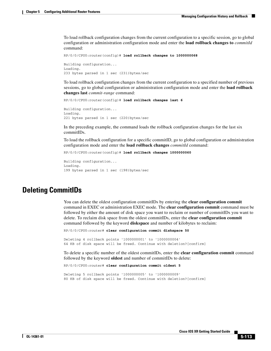 Cisco Systems OL-14361-01 manual Deleting CommitIDs, 113 