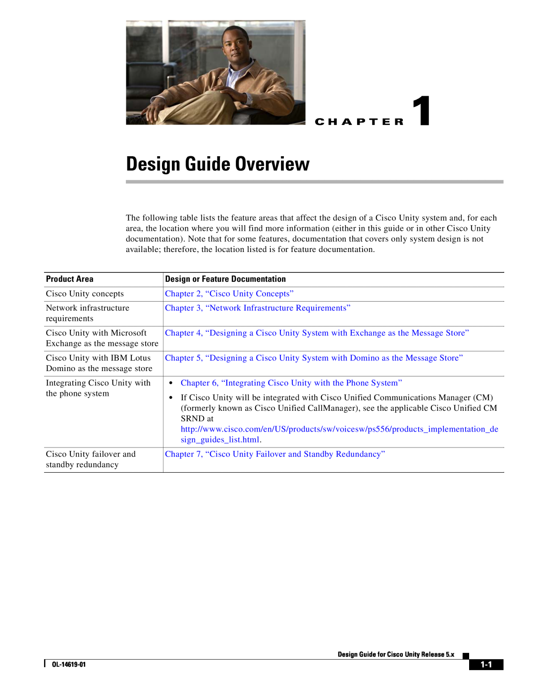 Cisco Systems OL-14619-01 manual Design Guide Overview, C H A P T E R, Product Area, Design or Feature Documentation 