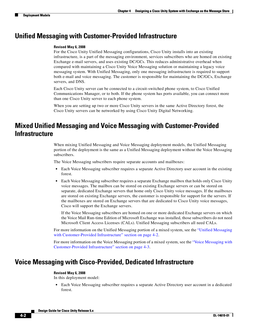 Cisco Systems OL-14619-01 manual Unified Messaging with Customer-Provided Infrastructure 