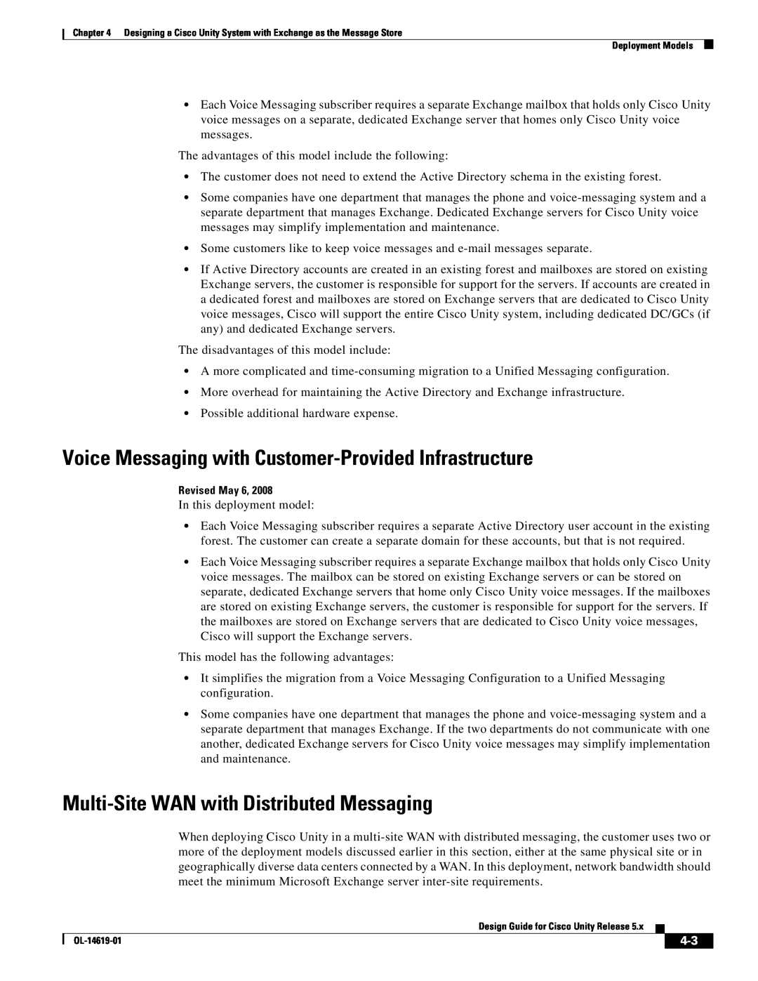 Cisco Systems OL-14619-01 Voice Messaging with Customer-Provided Infrastructure, Multi-Site WAN with Distributed Messaging 