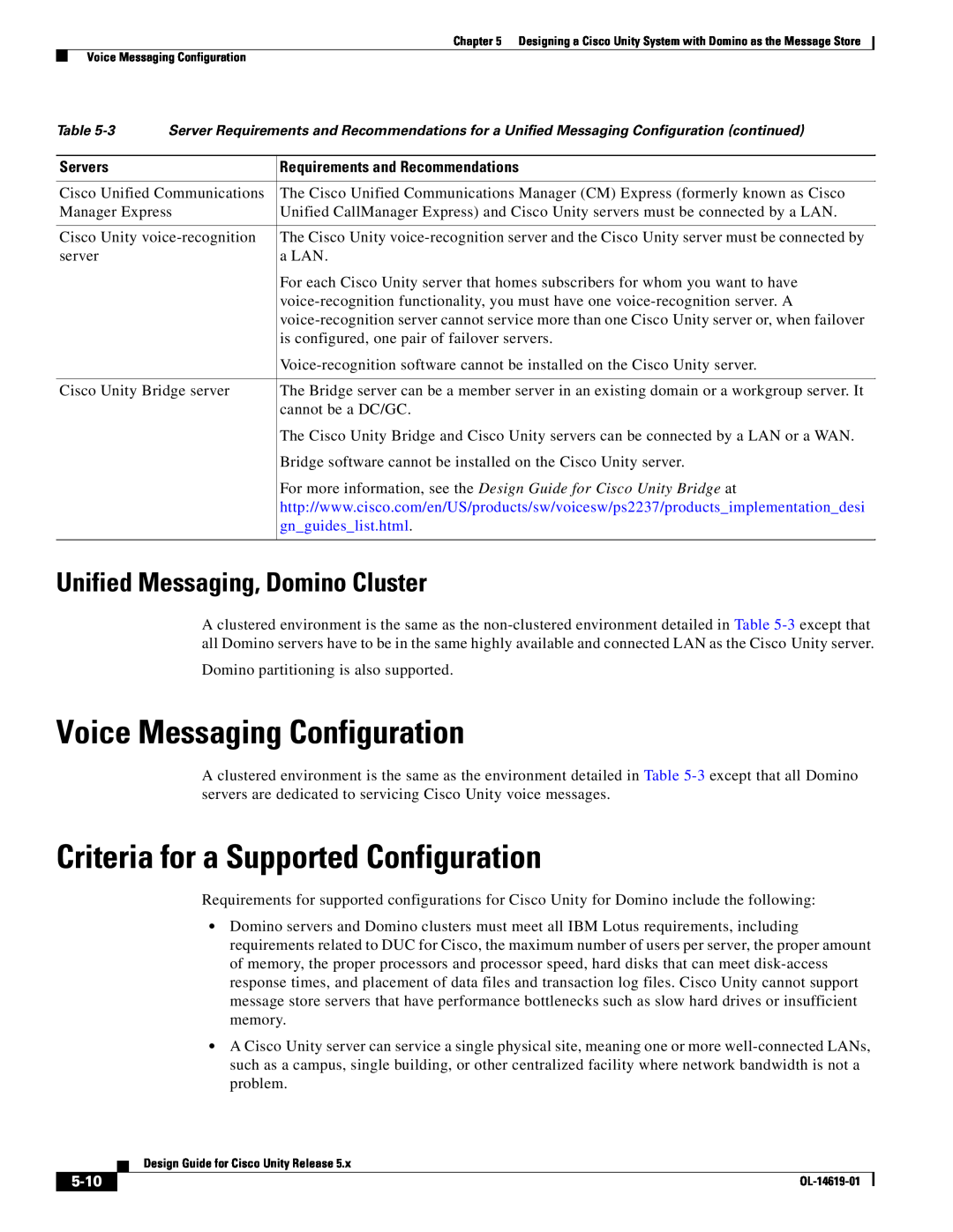 Cisco Systems OL-14619-01 Voice Messaging Configuration, Criteria for a Supported Configuration, gnguideslist.html, 5-10 