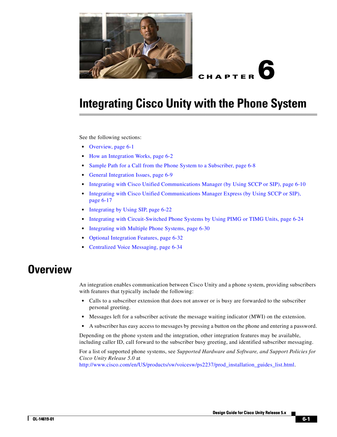 Cisco Systems OL-14619-01 manual Integrating Cisco Unity with the Phone System, Overview, General Integration Issues, page 