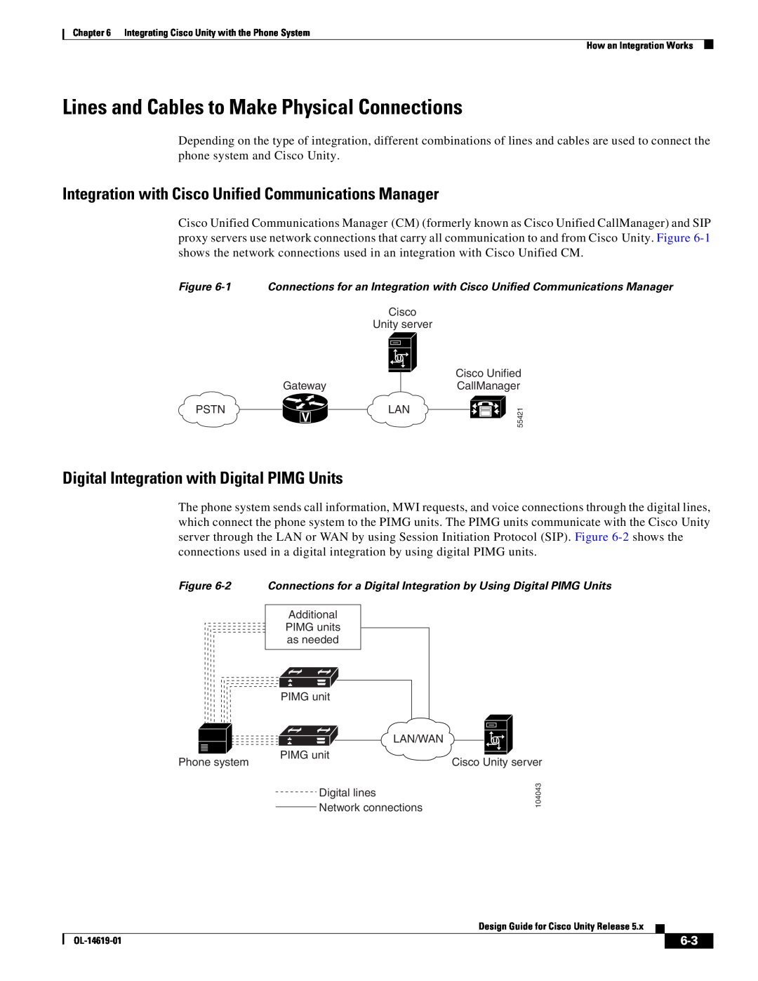 Cisco Systems OL-14619-01 manual Lines and Cables to Make Physical Connections, Digital Integration with Digital PIMG Units 
