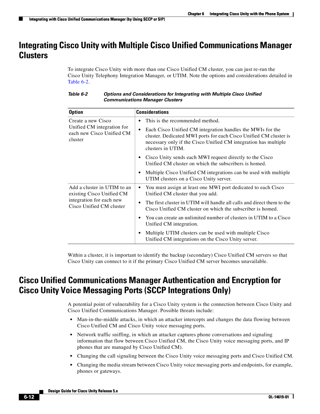 Cisco Systems OL-14619-01 manual Option, Considerations, 6-12 
