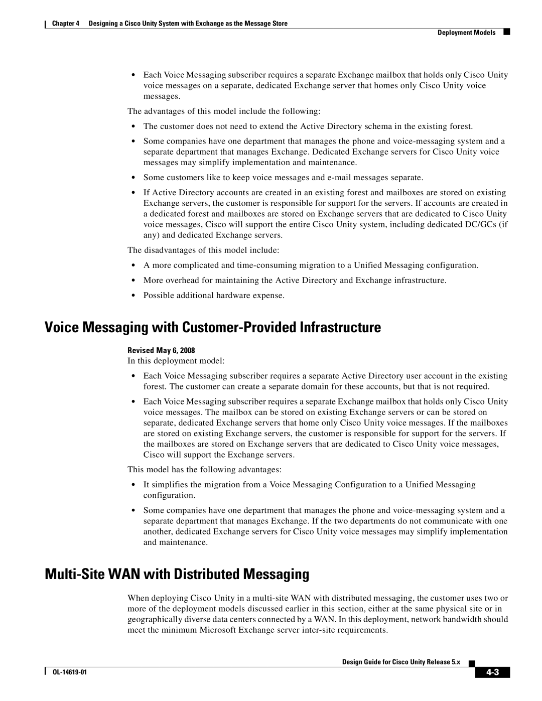 Cisco Systems OL-14619-01 Voice Messaging with Customer-Provided Infrastructure, Multi-Site WAN with Distributed Messaging 