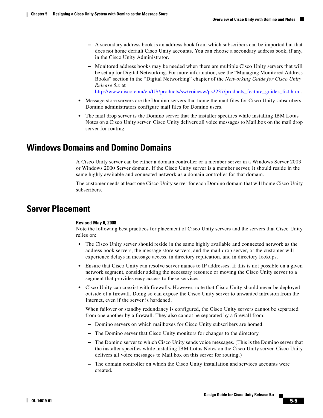 Cisco Systems OL-14619-01 manual Windows Domains and Domino Domains, Server Placement 