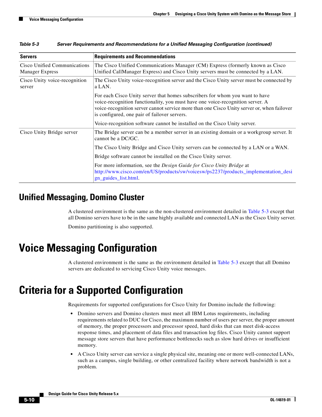 Cisco Systems OL-14619-01 manual Voice Messaging Configuration, Criteria for a Supported Configuration 