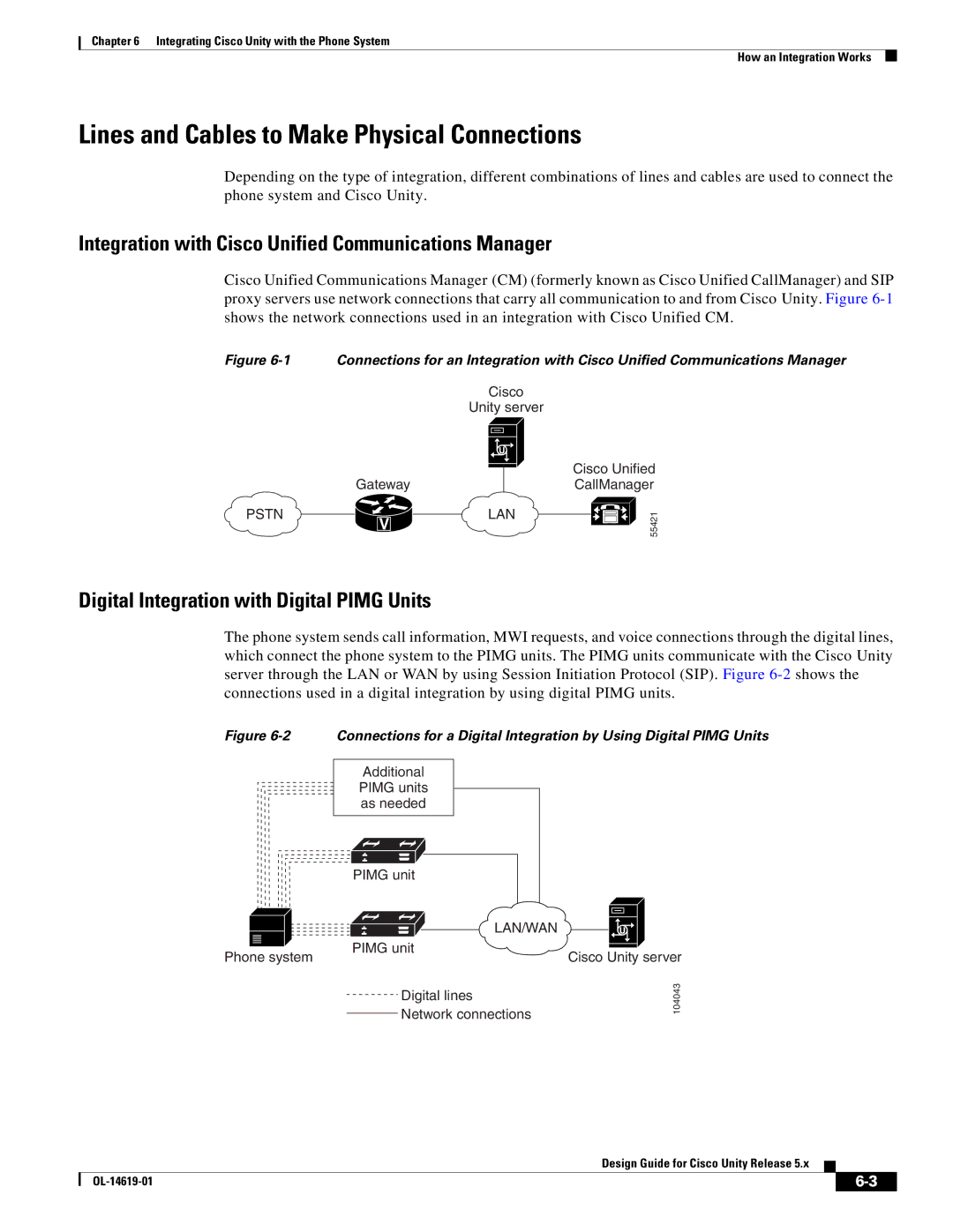 Cisco Systems OL-14619-01 manual Lines and Cables to Make Physical Connections, Digital Integration with Digital Pimg Units 