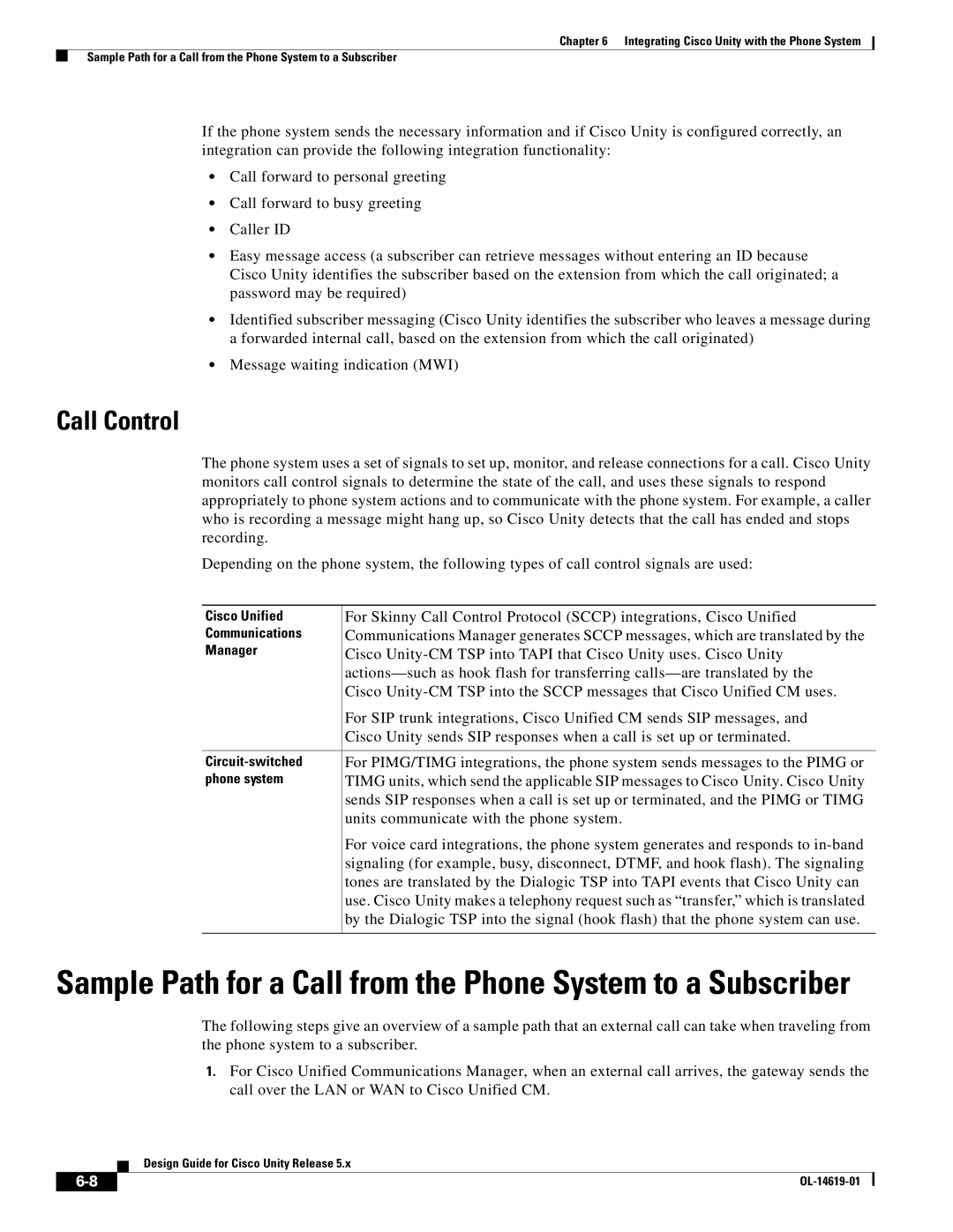 Cisco Systems OL-14619-01 manual Call Control 