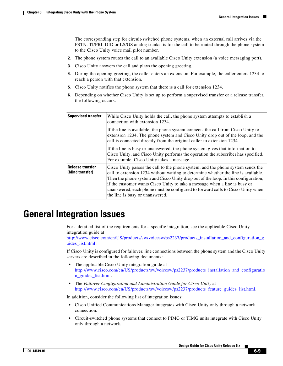 Cisco Systems OL-14619-01 manual General Integration Issues 